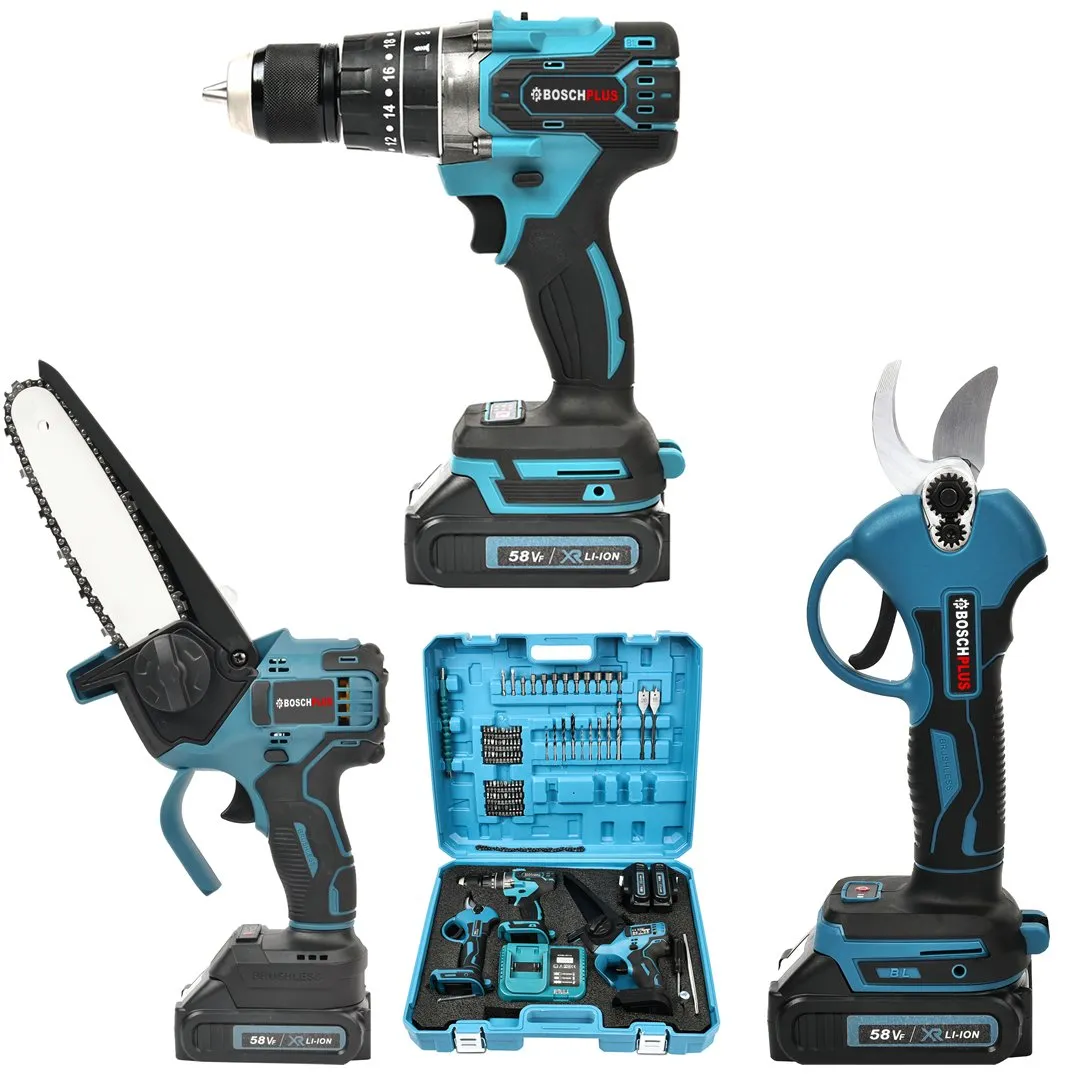 Akülü 3lü Bahçe Seti Dal Budama, Bağ Makası ve Vidalama