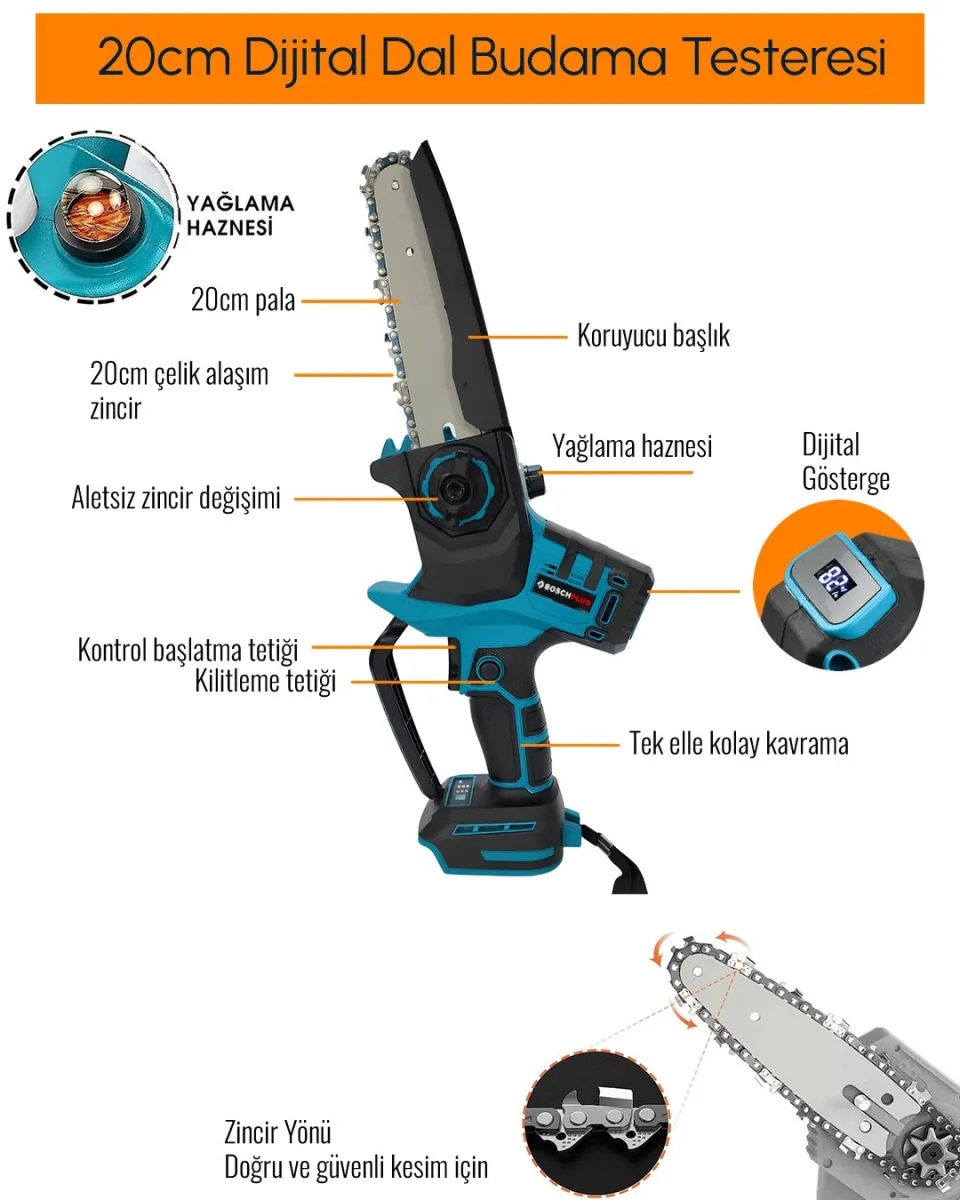 Profesyonel 2li Bahçe Set Dal Budama Makası ve Dal Budama Testeresi