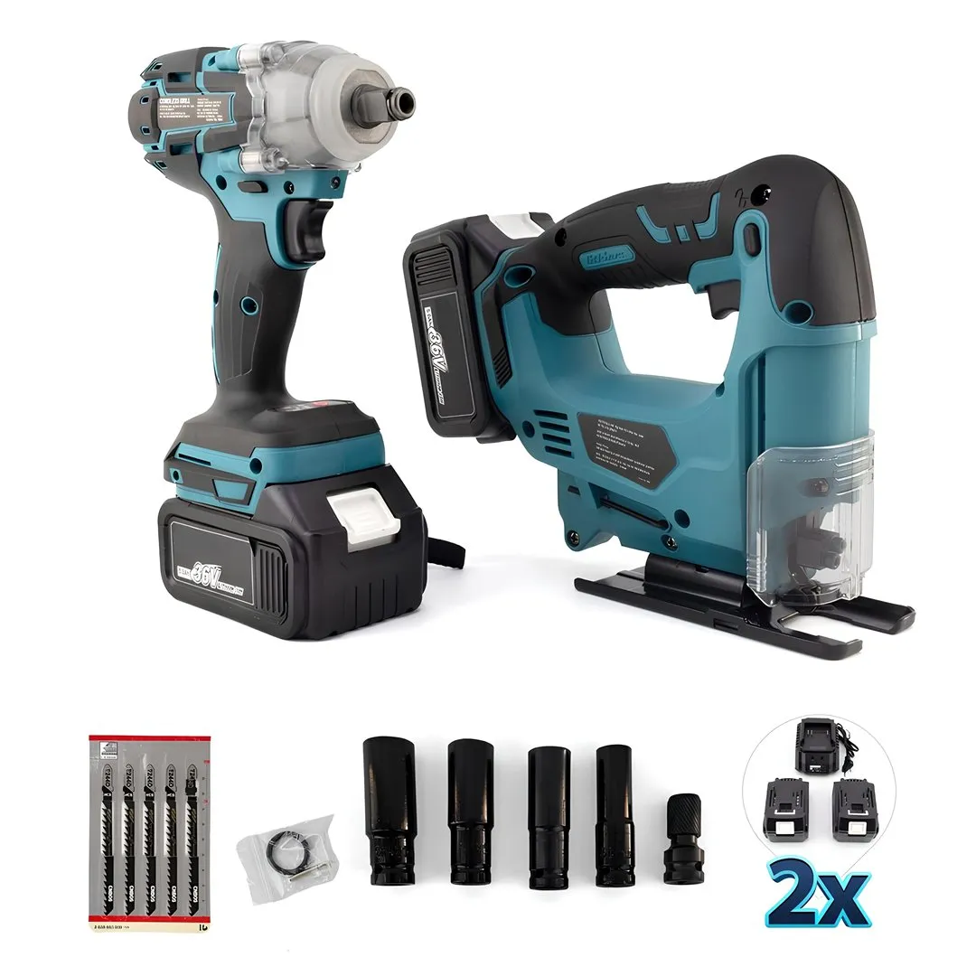 Akülü Kömürsüz 2li Set Ayarlanabilir Dekupaj Testere ve Somun Sıkma Sökme