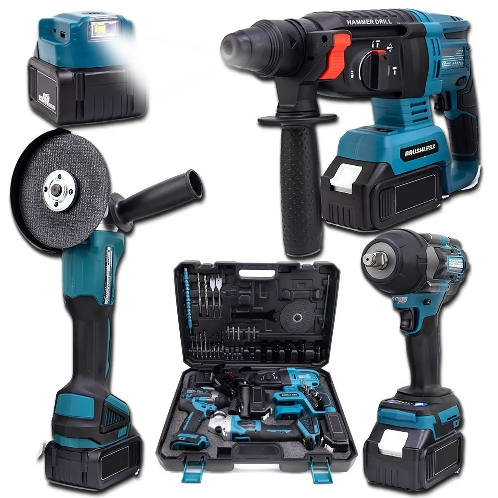 Akülü Kömürsüz 1100Nm Somun Sökme, Kırıcı Delici , 125mm Avuç Taşlama, Powerbank ve Led