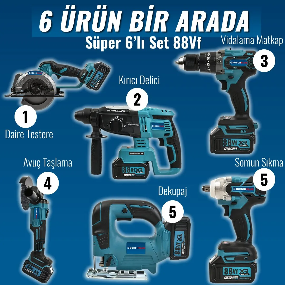 Profesyonel Akülü 6lı Set