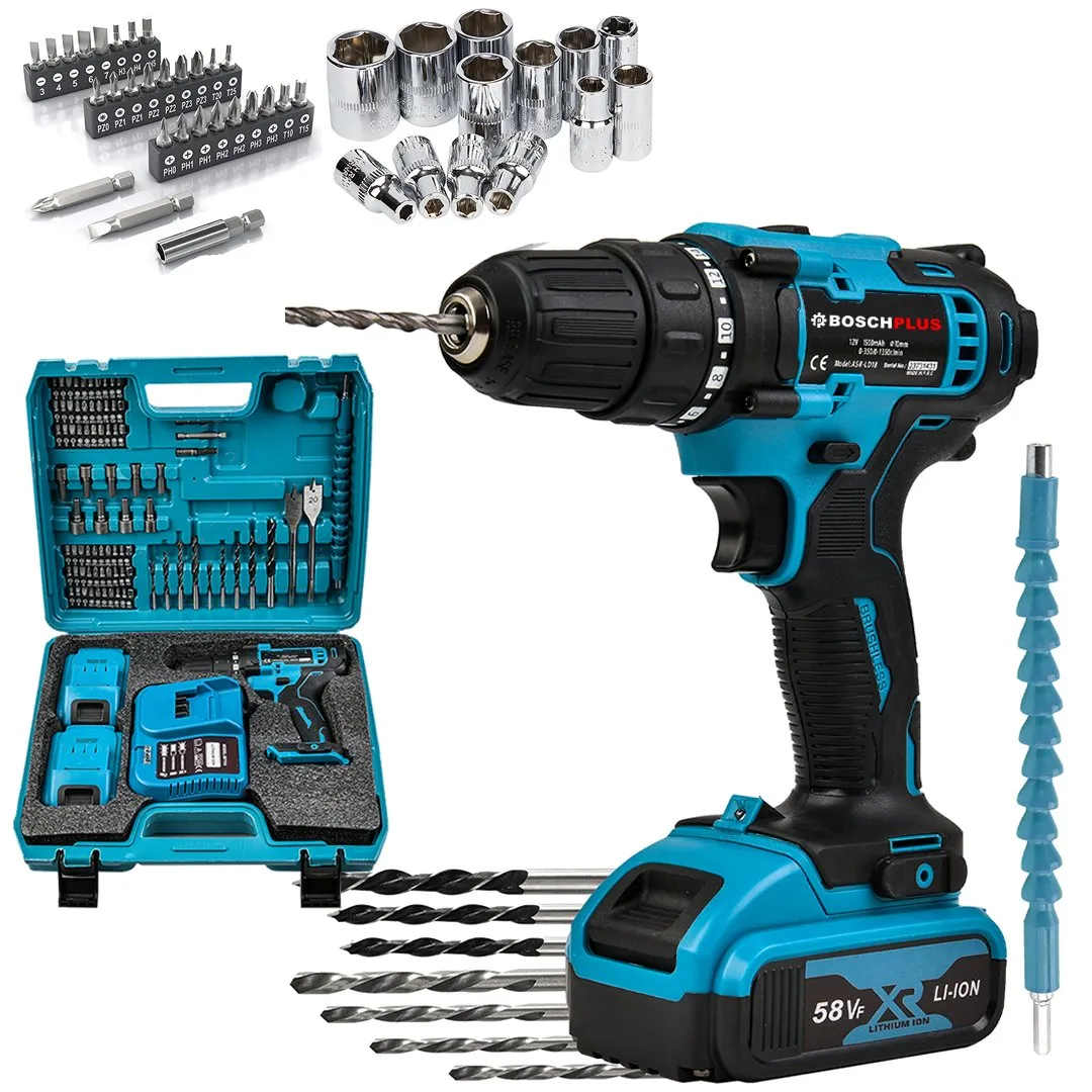 Çelik Şanzıman Bakır Sargılı 3 Pilli Çift Akülü Vidalama Şarjlı Matkap 84 Parça