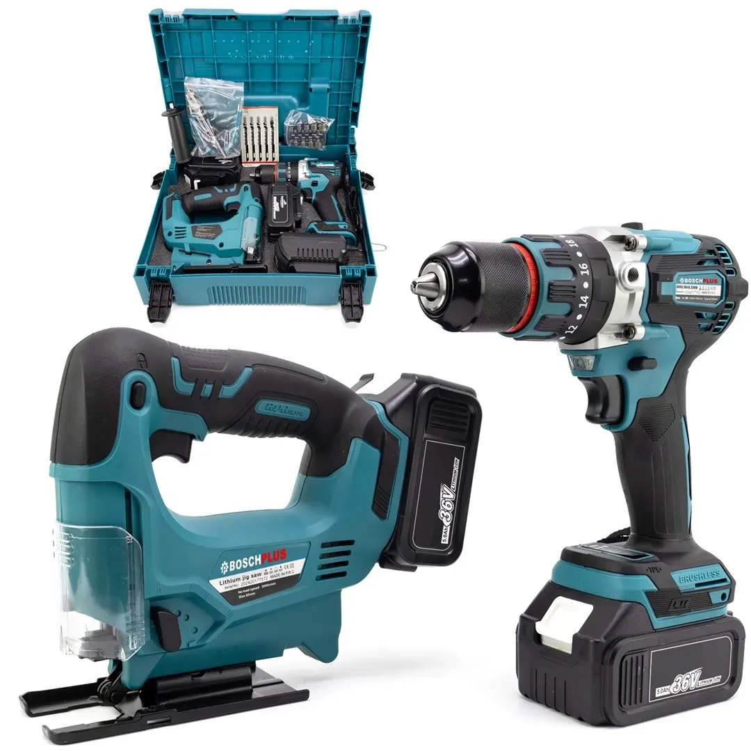 Akülü Kömürsüz Motor 2li Set Ayarlanabilir Dekupaj Testere ve Çelik Vidalama Matkap